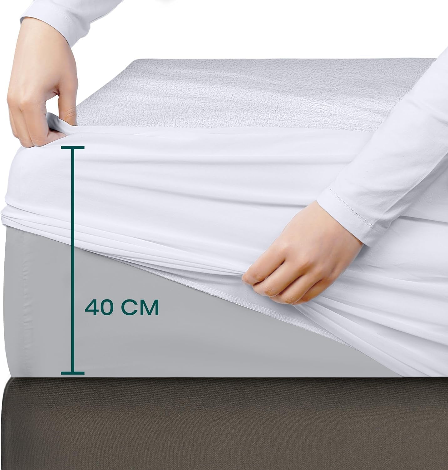 Coprimaterasso Una Piazza E Mezza Impermeabile 135 X 190 X 40 Cm, Certificato OEKO-TEX, Proteggi Materasso, Traspirante, Lavabile, Stile Montato Tutto Intorno Elastico