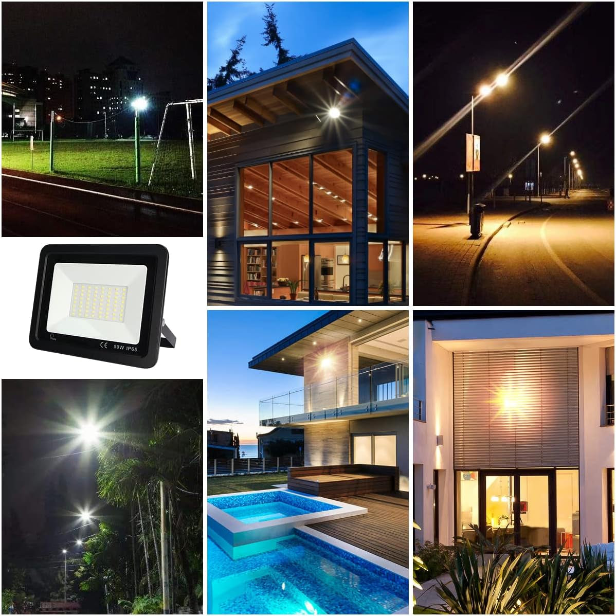 Faretto Led Da Esterno 50W,Faretti Led Esterno 5000LM,72 LED 4500K Bianca Neutra Faro Led Esterno, Faretto Da Esterno IP65 Impermeabile,Per Giardino,Cortile,Garage【2 Pezzi Nero】