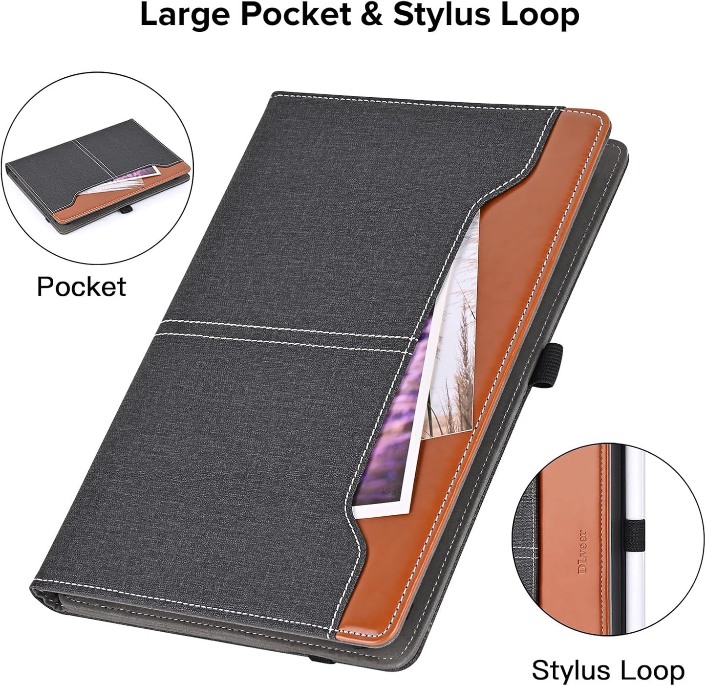 Custodia Universale per Tablet 10-11 Pollici, Cover per Doogee U10/U9/Whitedeer/Brillar/Yicty/Facetel/Yestel Tablet 10", Honor Pad X8A Tablet 11", Cover in Pelle PU Multi Angolo Di Visione,Nero