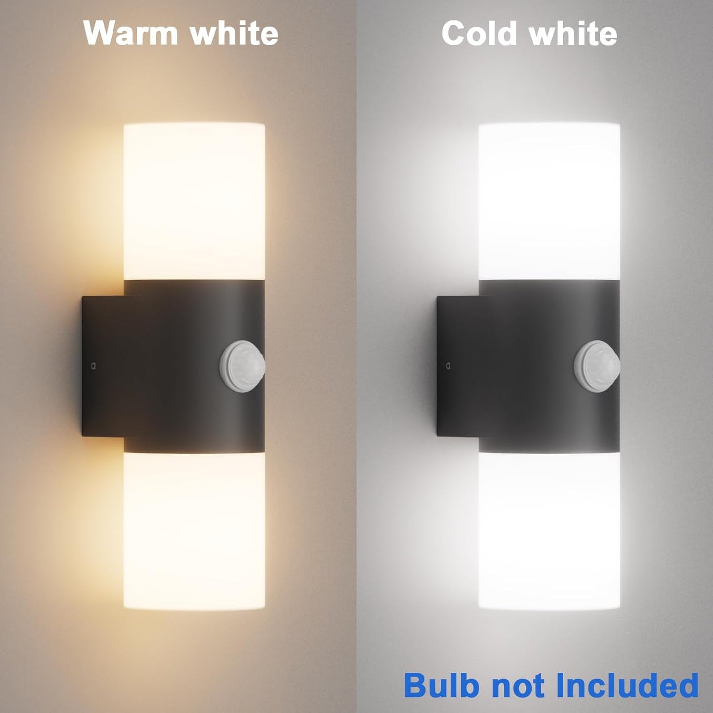 Applique Da Parete E27 Esterno Interno, Nero Su Giù IP54 Lampada Da Parete Moderno Con Sensore Di Movimen, Alluminio Luci Da Parete, per Balconi Giardini, 40W Max, Non Inclusa Lampadina