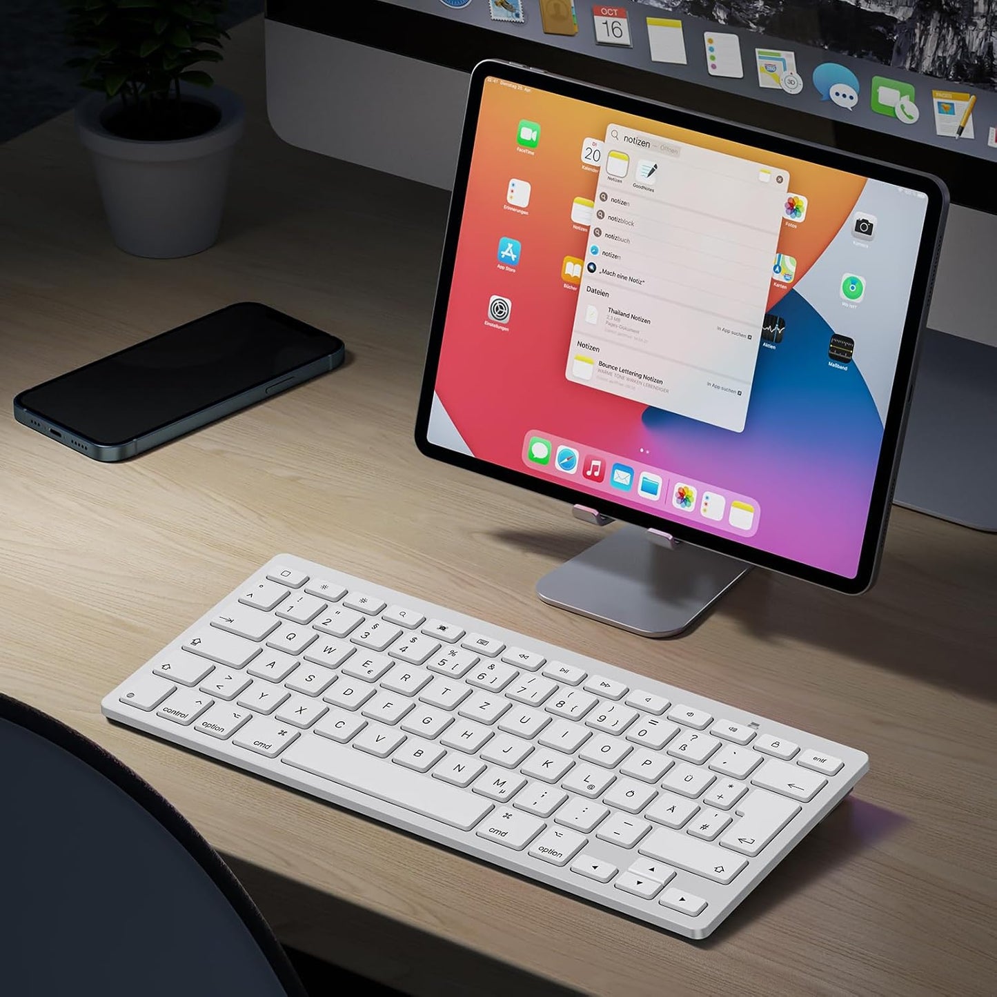 Tastiera Bluetooth Tedesca per Ipad, Ultra Sottile QWERTZ Compatibile Con Ipad 10,2/9,7, Ipad Pro 11/Ipad Pro 12.9, Ipad Air/Ipad Mini/Iphone, Connessione Stabile