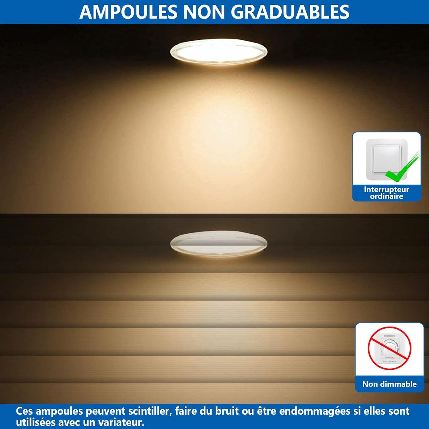 Confezione Da 10 Lampadine LED MR16 GU5.3, Bianco Caldo 3000K, 5W Equivalente a Lampadina Alogena 45W, AC/DC 12V LED Spot MR16 Luminoso 480LM, Angolo Di Emissione 120° Ø50X45Mm, Non Dimmerabile