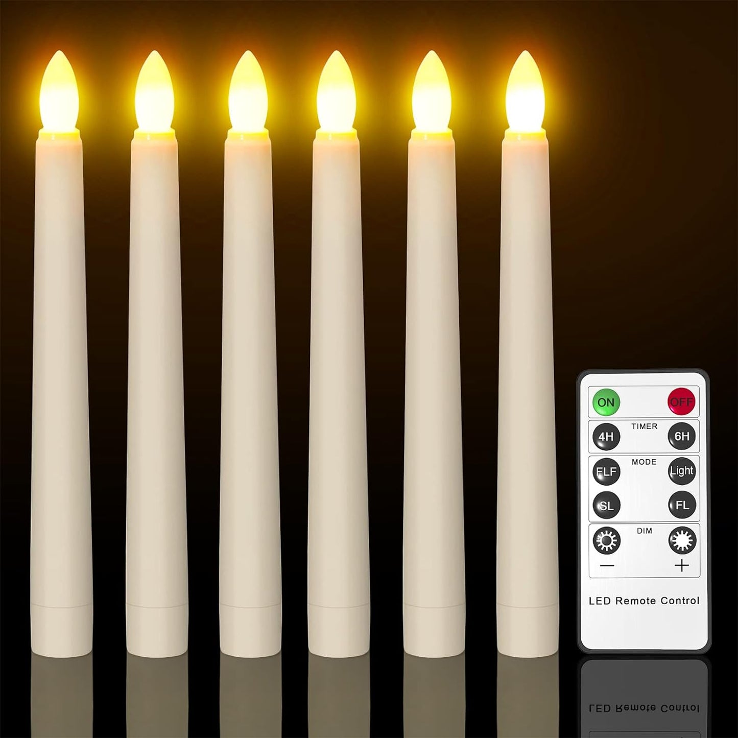 - Candele LED per Finestre, 6 Pezzi Candela Da Tavolo Senza Fiamma a Batteria Con Timer Remoto per Casa, Cena, Matrimonio, Vacanza, Decorazione - Bianco Caldo