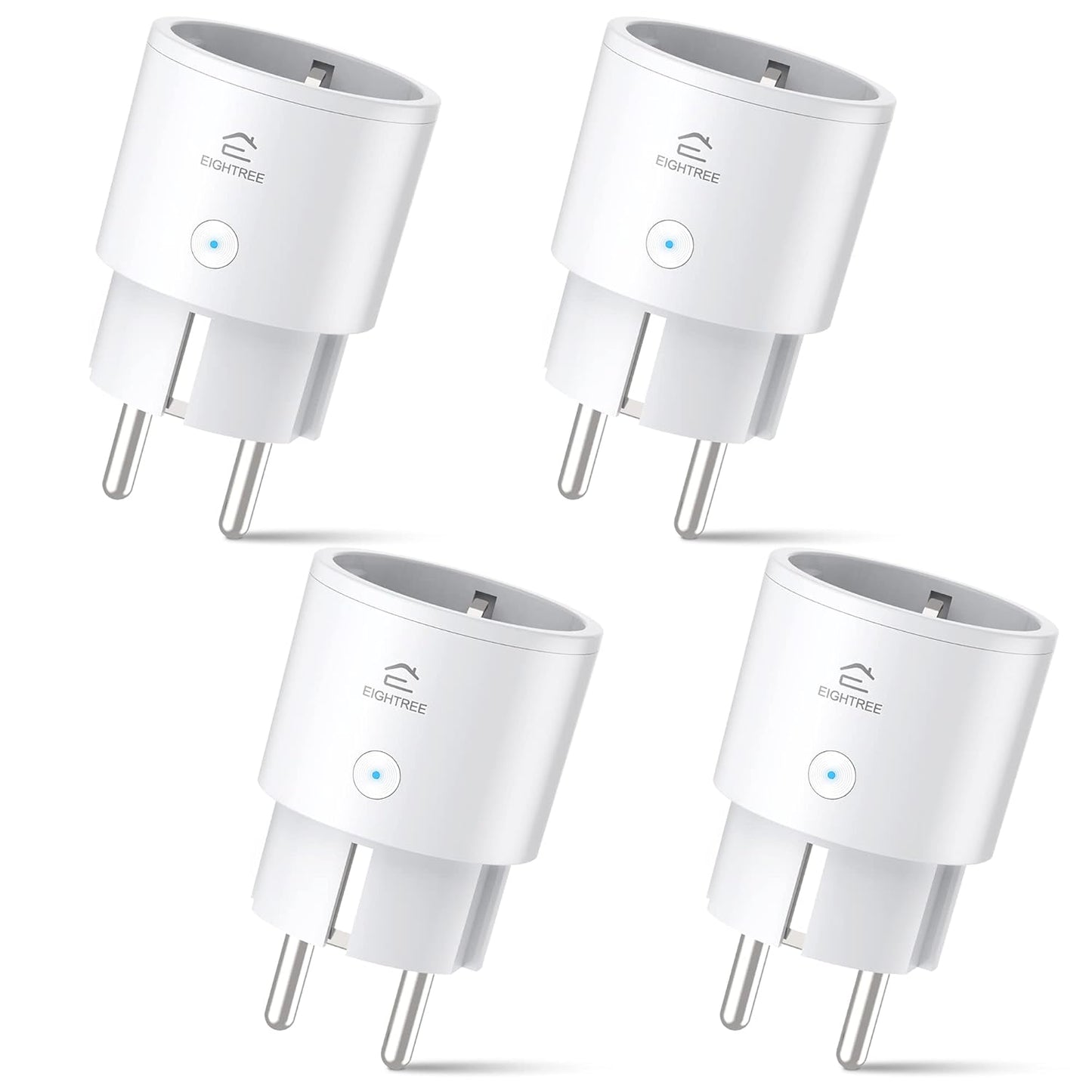 Presa Smart Mini, Presa Wifi(Schuko) Compatibile Con Alexa, Google Home, Presa Intelligente Con Monitoraggio Energia, Presa Temporizzata, Controllo Remoto, 10A 2300W, 4 Pezzi
