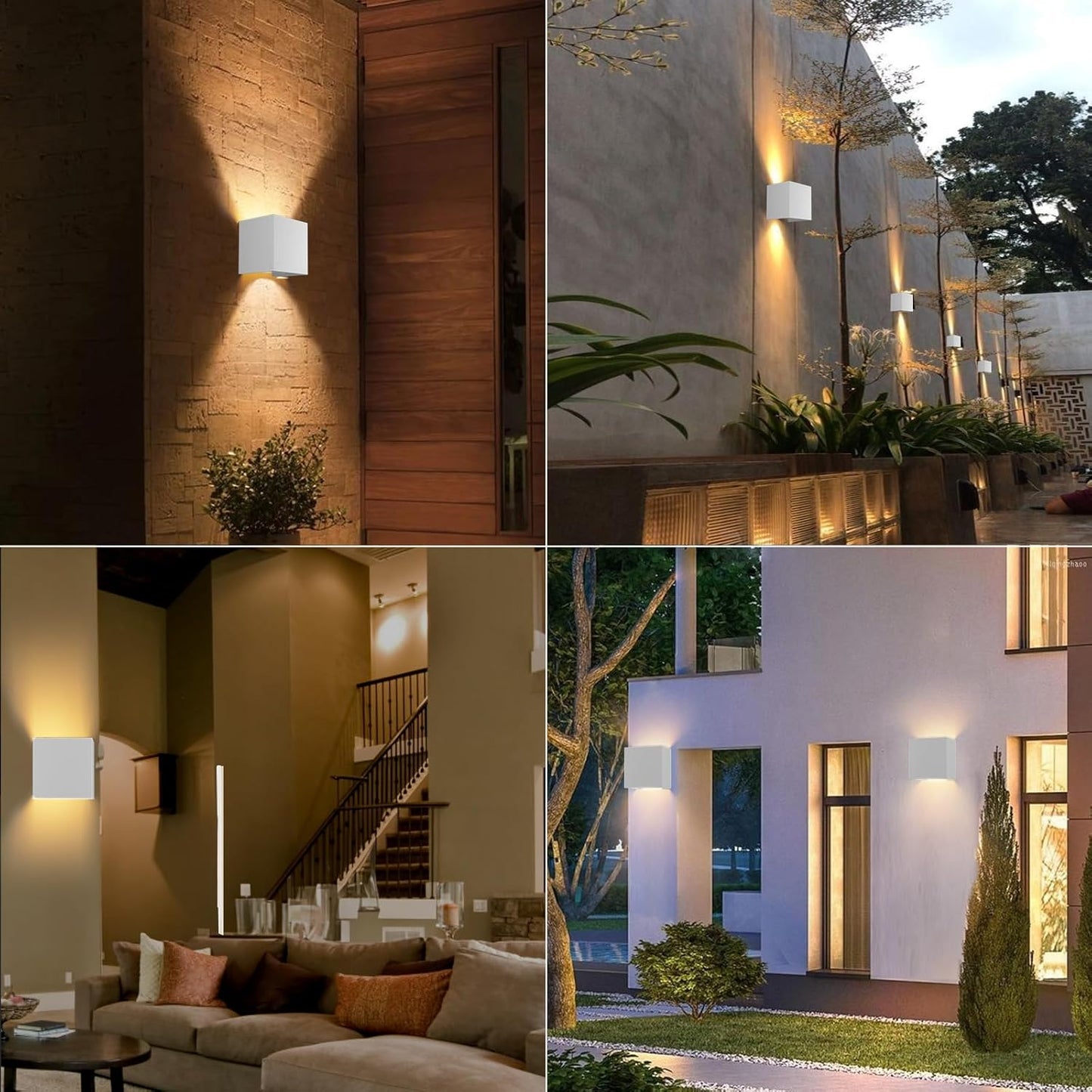 Applique Da Parete Interno, Applique Da Esterno, 12W Applique LED Da Parete Interno, 3000K Luce Bianca Calda, Fascio Regolabile, Bianco Applique LED Da Esterno, IP65 Lampada Da Esterno 2 Pezzi