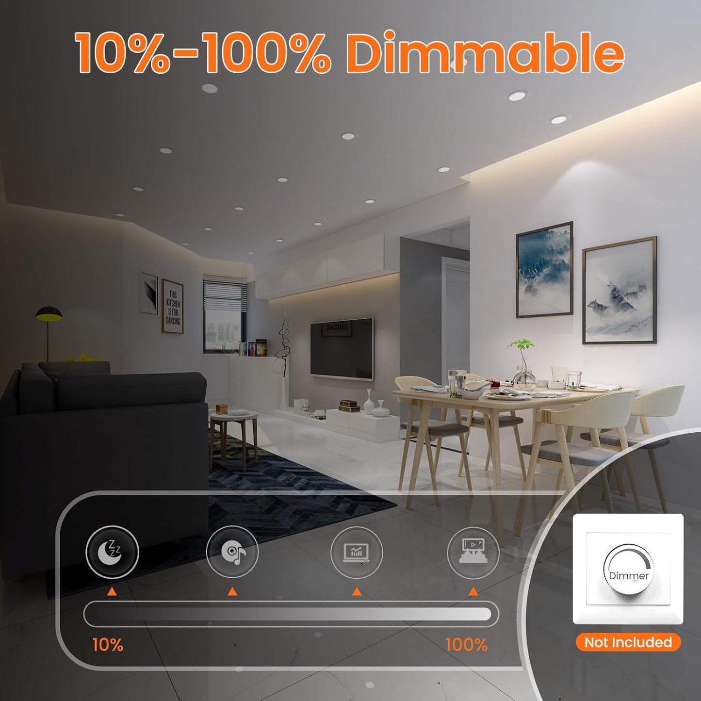 Faretti LED Da Incasso per Cartongesso, 5W 350LM Luci Da Soffitto Interno, 3CCT 3000K 4000K 6500K, Faretto Led Incasso IP65, Foro Incasso Ø75-85Mm, AC 220-240V, Set Di 6,Bianc