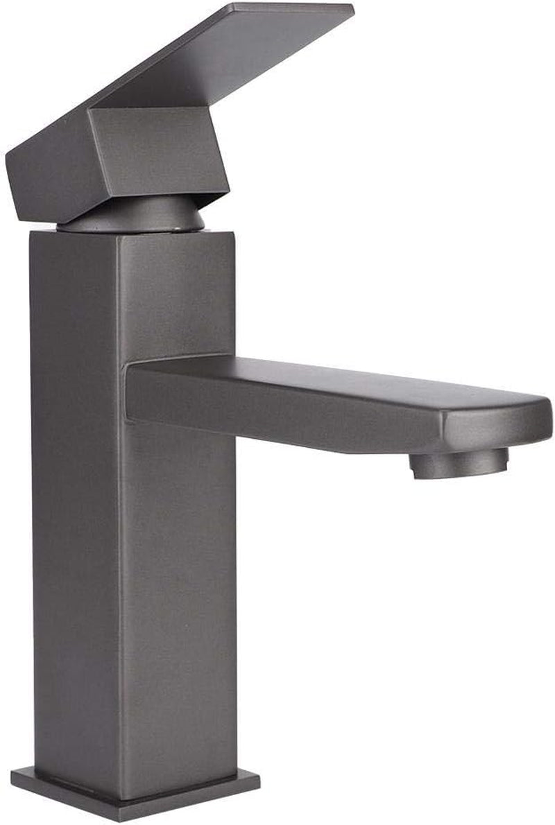 G1/2In Acciaio Inossidabile Satinato Rubinetto Grigio Rubinetto per Lavabo Corto Bagno Lavabo per Lavabo Lavabo Caldo E Freddo Lavabo(#2)