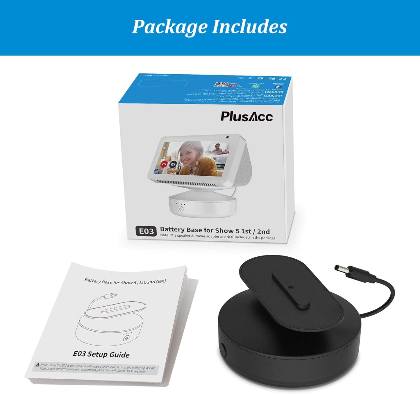 Batteria per SHΟW 5 (1ª & 2ª Gen) - Supporto Batteria Portatile Regolabile per Soggiorno, Cucina Ed Esterno Con Fino a 9 Ore Di Riproduzione (Nero)