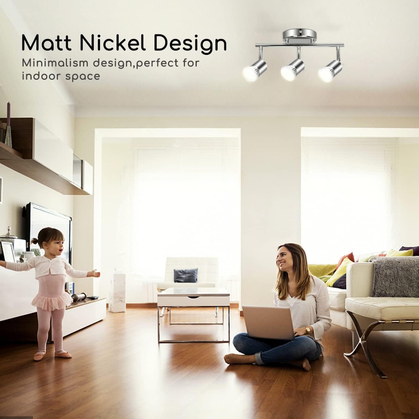Faretti LED Soffitto Orientabili, Lampada Da Soffitto GU10, 3 Luci Lampadario Camera Da Letto Cucina Soggiorno 220V (Lampadine Non Incluse)