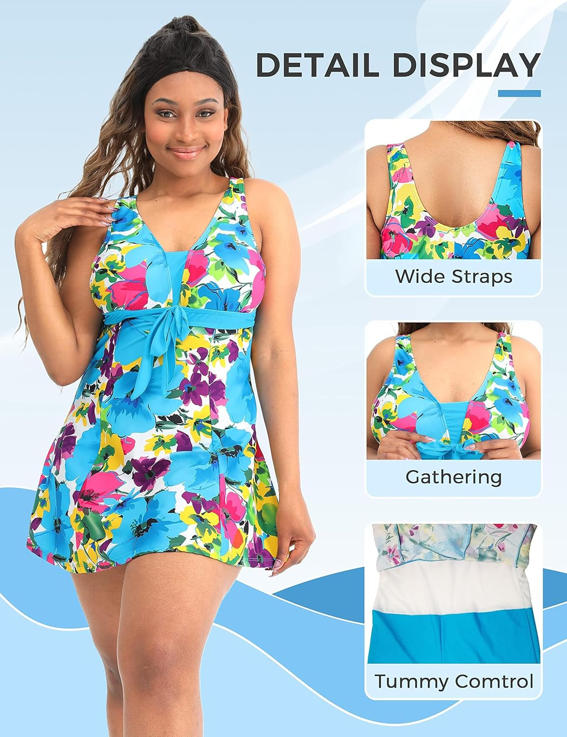 Costume Da Bagno Estate Taglie Forti Costume Intero Alta Vita Push up Swimsuit per Mare E Spiaggia Donna Un Pezzo