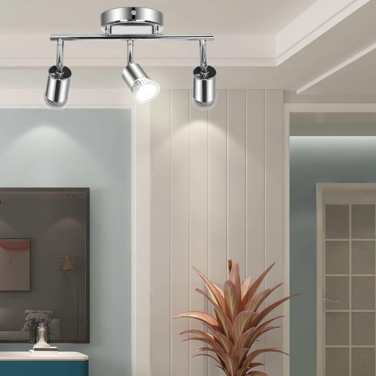 Faretti LED Soffitto Orientabili, Lampada Da Soffitto GU10, 3 Luci Lampadario Camera Da Letto Cucina Soggiorno 220V (Lampadine Non Incluse)