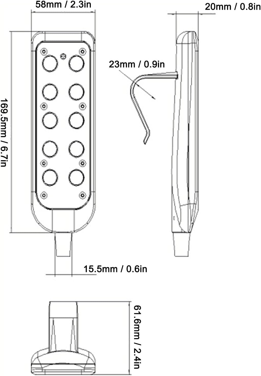 Telecomando per Letto Di Cura, Controller per Poltrona Reclinabile Elettrica Interruttore Manuale per Comando Poltrona Elevabile a 6 Pulsanti Parti Di Ricambio per Poltrona