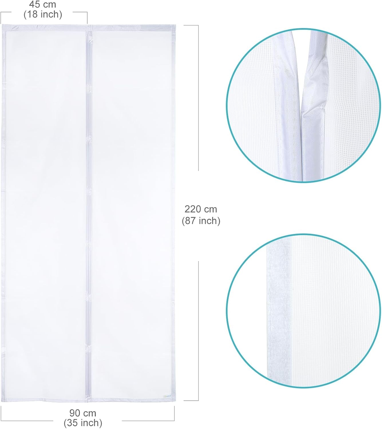 Zanzariera Con Magneti in Vetroresina, Modello Deluxe - Rete Molto Resistente, Tenda Con Magneti Ancora Più Potenti, Resiste Al Vento E Ai Raggi UV - Non Accorciabile (90X220 CM, Bianco)
