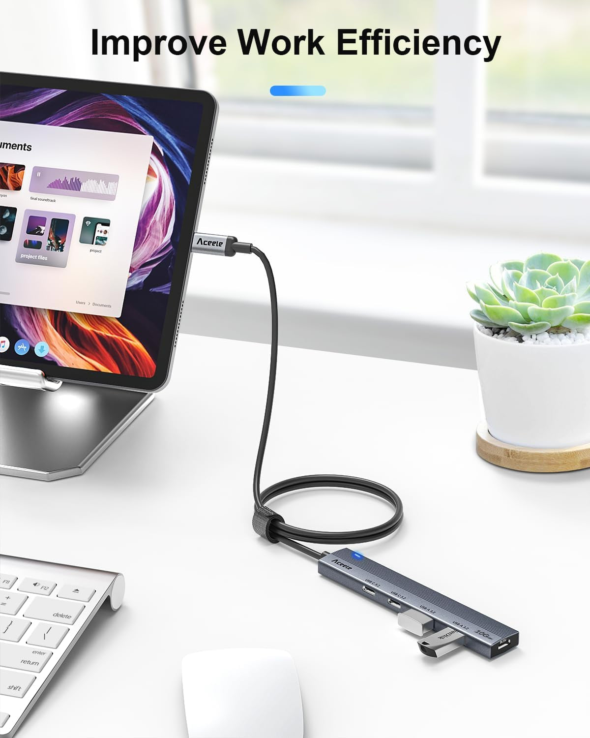 Hub USB C Da 10 Gbps Con 2 Porte USB-A E 2 Porte USB-C, Adattatore USB 3.2 Gen 2 Con Cavo Da 100 Cm, Splitter USB 5 in 1 per Laptop, PC Desktop, Macbook Pro/Air 2022/2021, Ecc.