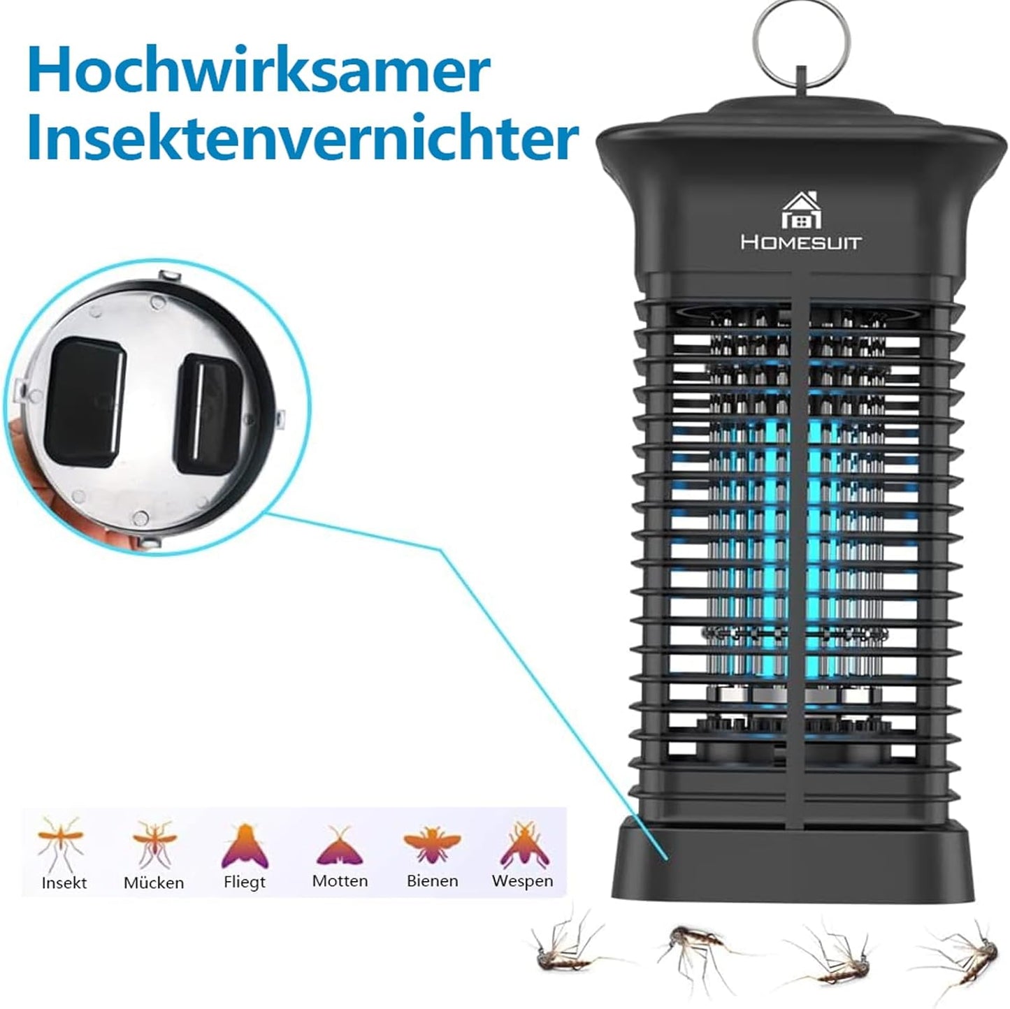 Killer per Insetti Elettrico Con Lampada 15W Trappola per Zanzare Trappola per Insetti Trappola per Mosche Repellente per Zanzare per Interni Lampada per Zanzare per Esterni anti Zanzare