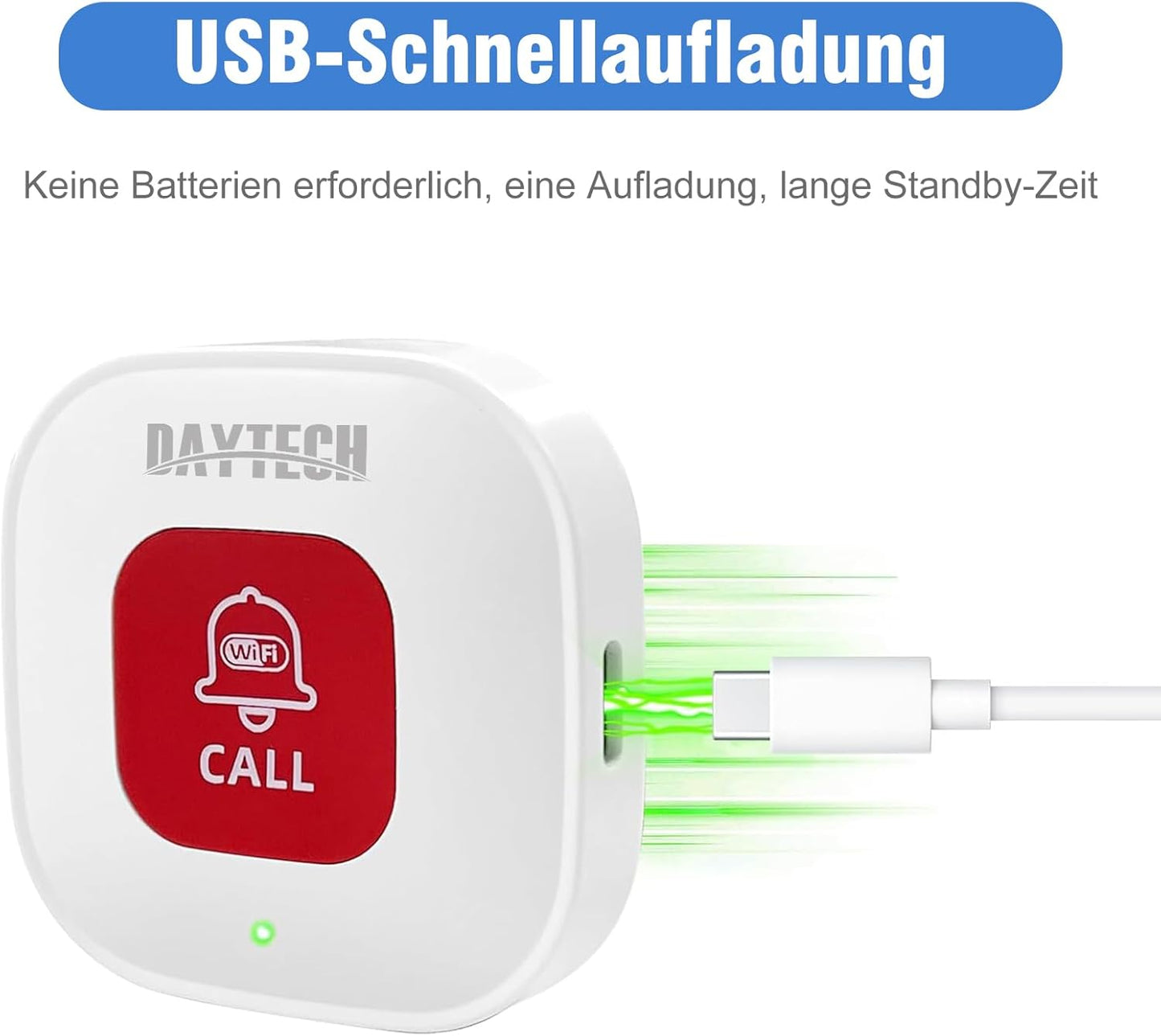 Daytech Wifi Pulsante Salvavita Anziani, Intelligente Pulsante Emergenza Anziani,L'Allarme per Anziani È Adatto a Persone Che Hanno Bisogno Di Essere Assistite a Casa(2 Pz)