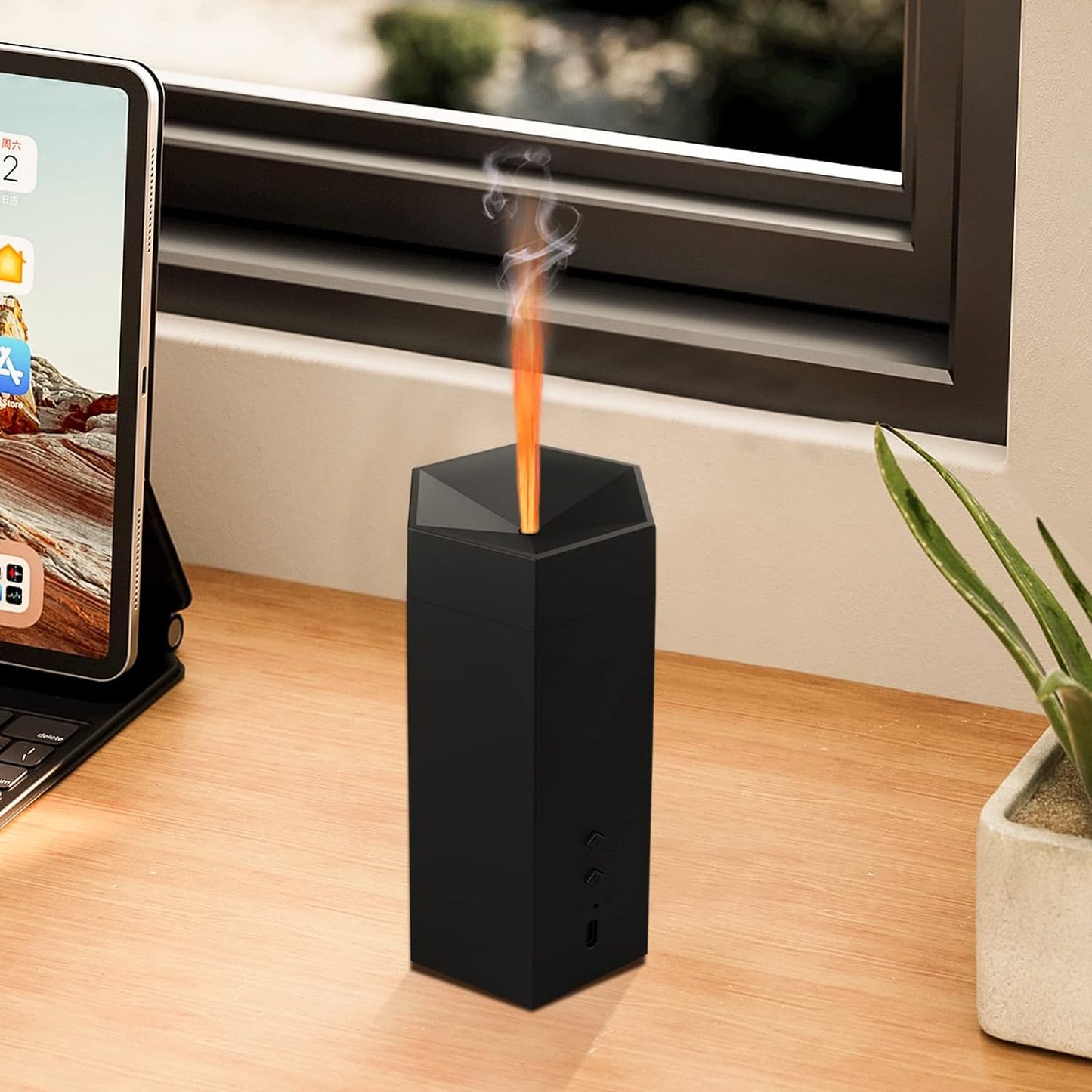 Diffusore Di Oli Essenziali E Di Aromi Senza Fili Effetto Fiamma, Ricaricabile, Luce Regolabile, Spegnimento Automatico - Diffusore Ambiente Elettrico per Yoga, Casa, Ufficio, Camera Da Letto