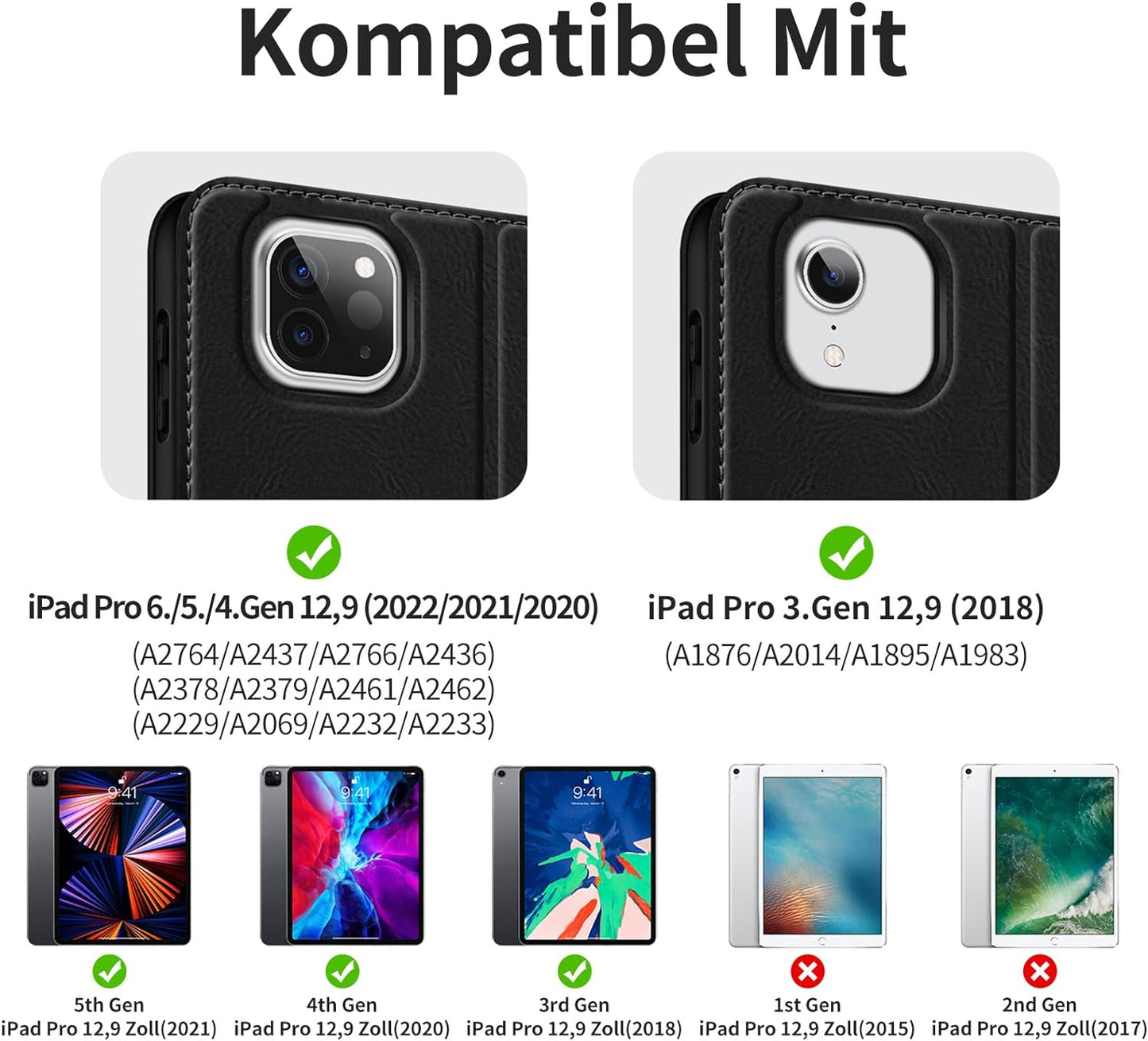 HOLIMET Custodia per Ipad Pro 12.9 2022 6 Generazione, 2022/2021/2020/2018 (6A/5A/4A/3A Gen) Ultra Smart Cover Con Pencil Holder per Pencil 2, Auto Svegliati/Sonno Case per Ipad Pro 12.9 Pollici, Nero