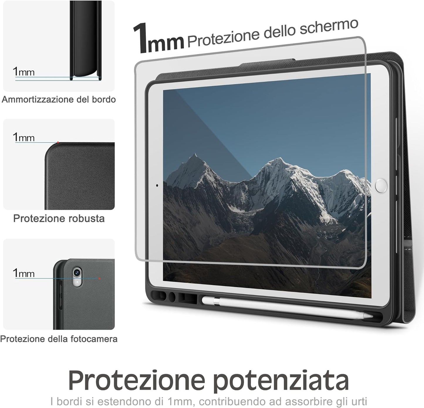 Custodia per Ipad Air 3 10.5" 2019 / Ipad Pro 10.5" 2017 Modello Con Portapenne, Funzione Auto Sleep/Wake & Supporto, in Pelle Vegana, Smart Cover Case per Ipad Da 10.5"