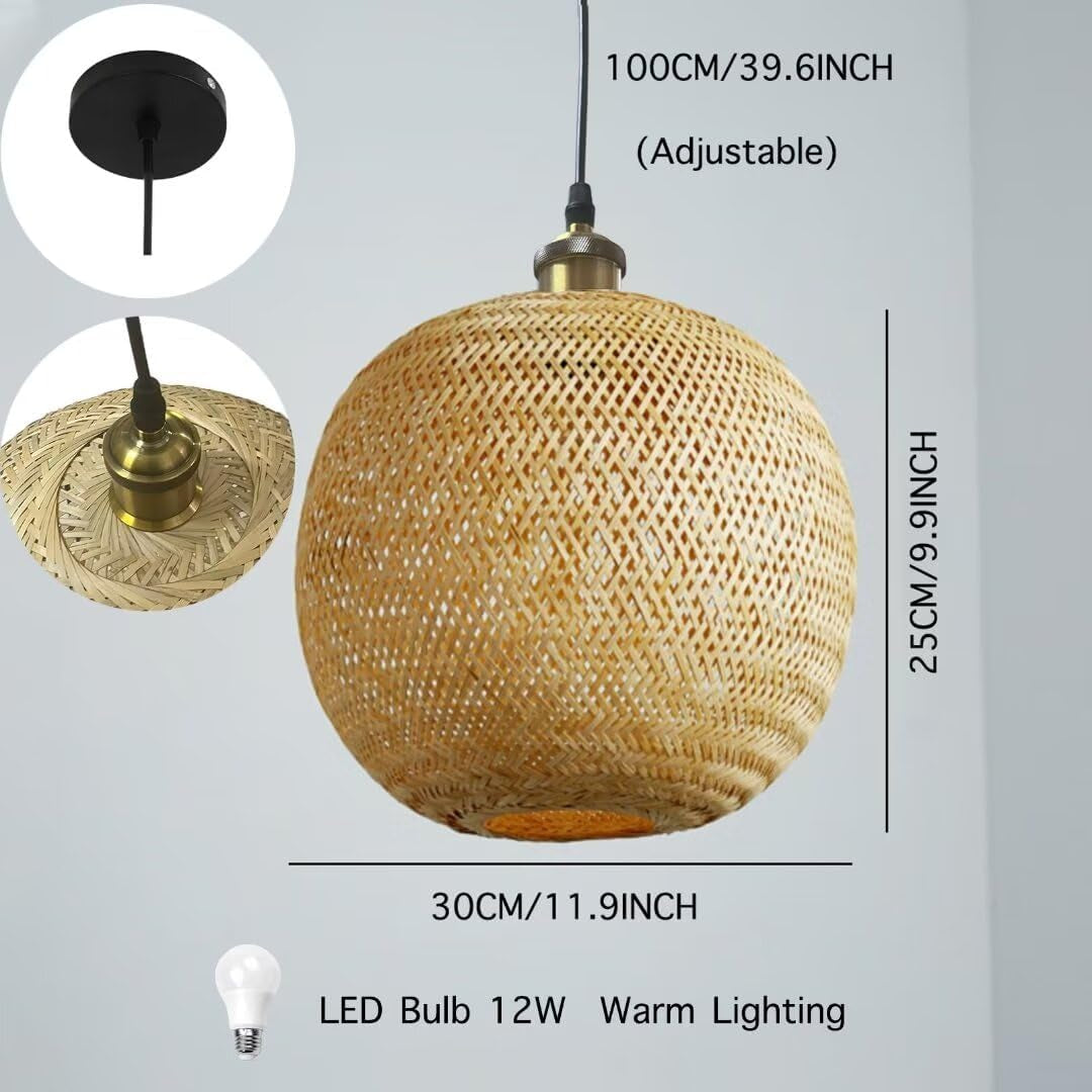 Elegante Lampada a Sospensione in Bambù Fatta a Mano in Stile Sud-Est Asiatico Lanterna Lampadario Lampada Da Soffitto Illuminazione a Soffitto per Ristorante, Soggiorno, Bancone Bar