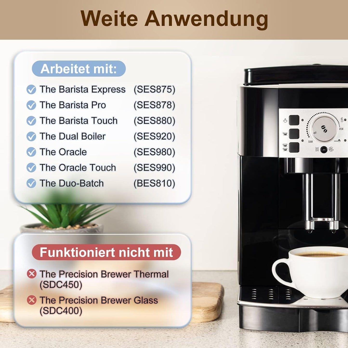 Filtro Acqua Di Ricambio per Macchine Da Caffè, 4 Pezzi, Certificato TÜV SÜD, per Sage Barista Express Pro, Cartuccia Filtro Dell'Acqua per SES810/SES880/SES920/SES980/SES990/SES875/SES008/BES008