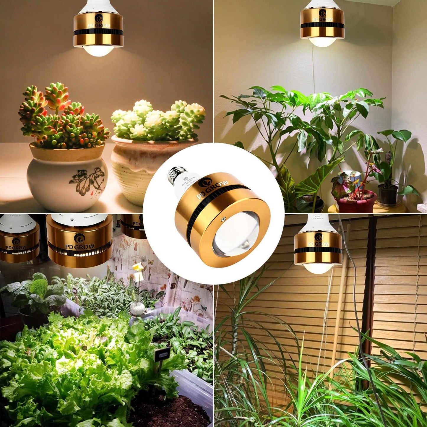 Lampada per piante E27 Lampadina per coltivazione a spettro completo Lampada per piante a LED da 36 W con 36 LED Sam LM301B, lampada per la crescita di lenti in vetro ottico per piante da interno, serre, giardini interni, fiori