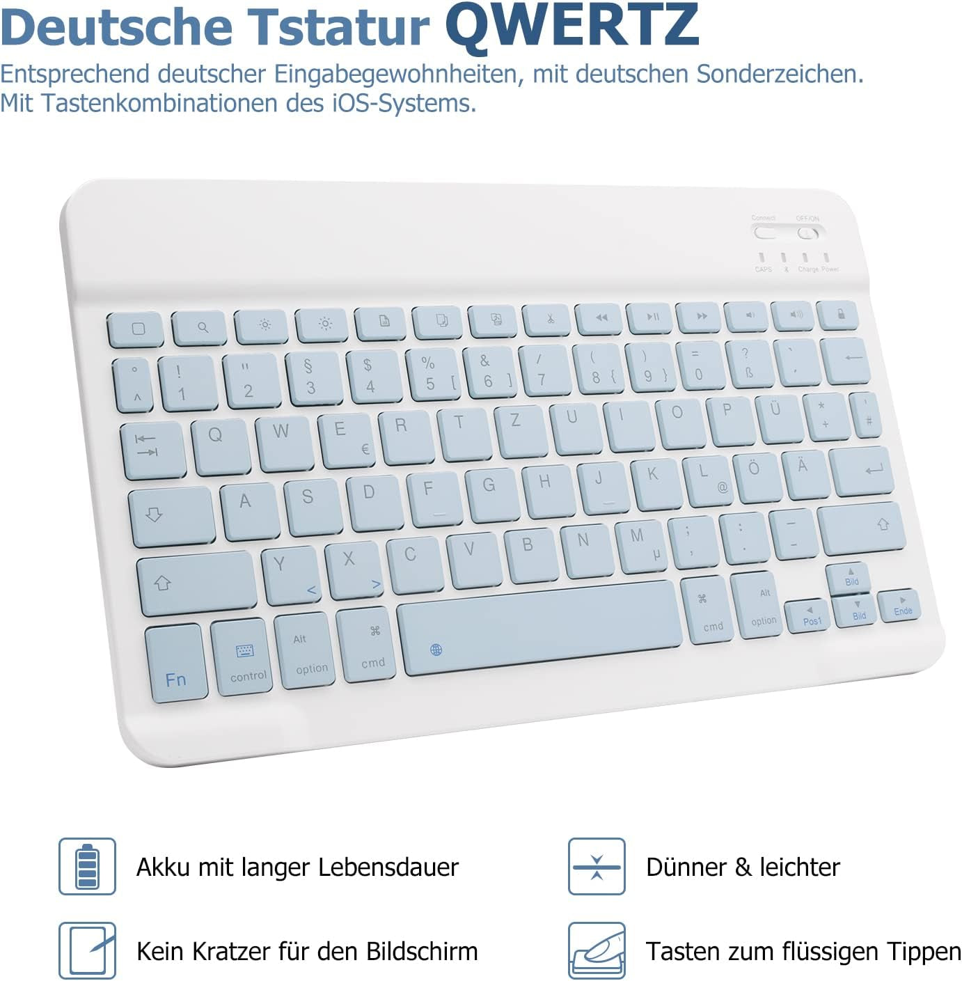 Custodia per Tastiera per Ipad Air 5 2022 / Ipad Air 4 2020 10,9 Pollici, Magnetica Rimovibile Con Layout Tedesco QWERTZ
