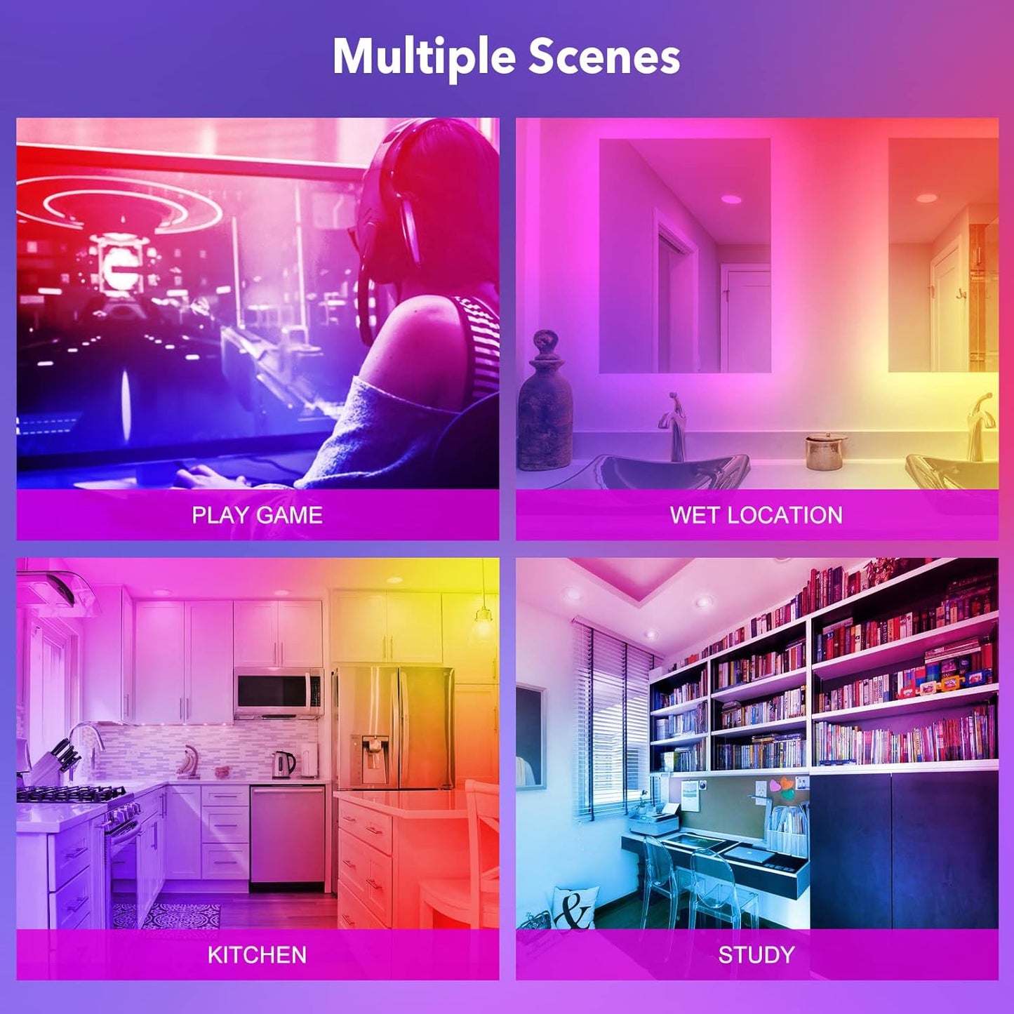 Faretti Alexa Led Da Incasso,7W 500LM Compatibili Con Alexa E Google Home, Multicolore RGBCW LED Dimmerabile, Luci Ultrasottili Faretti Smart Led Da Incasso per Cartongesso, 2 Pezzi