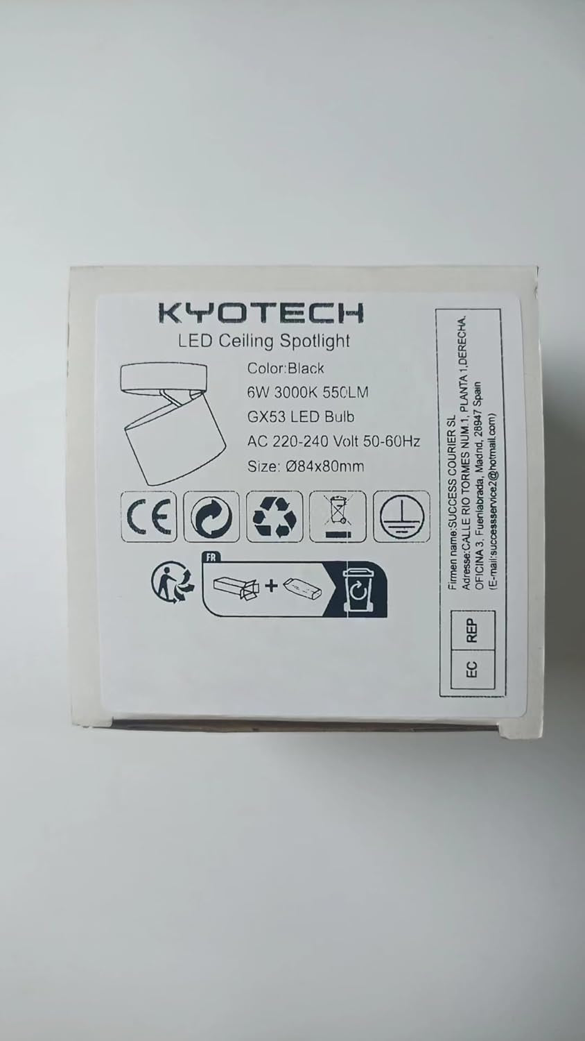 Faretto Da Soffitto a LED Orientabili Ø84*80Mm Con Modulo LED Intercambiabile 6W GX53 Lampadina LED Spot Light Nero Faretti Da Soffitto Luce Calda Bianca 3000K 550LM Apparecchio a Plafone