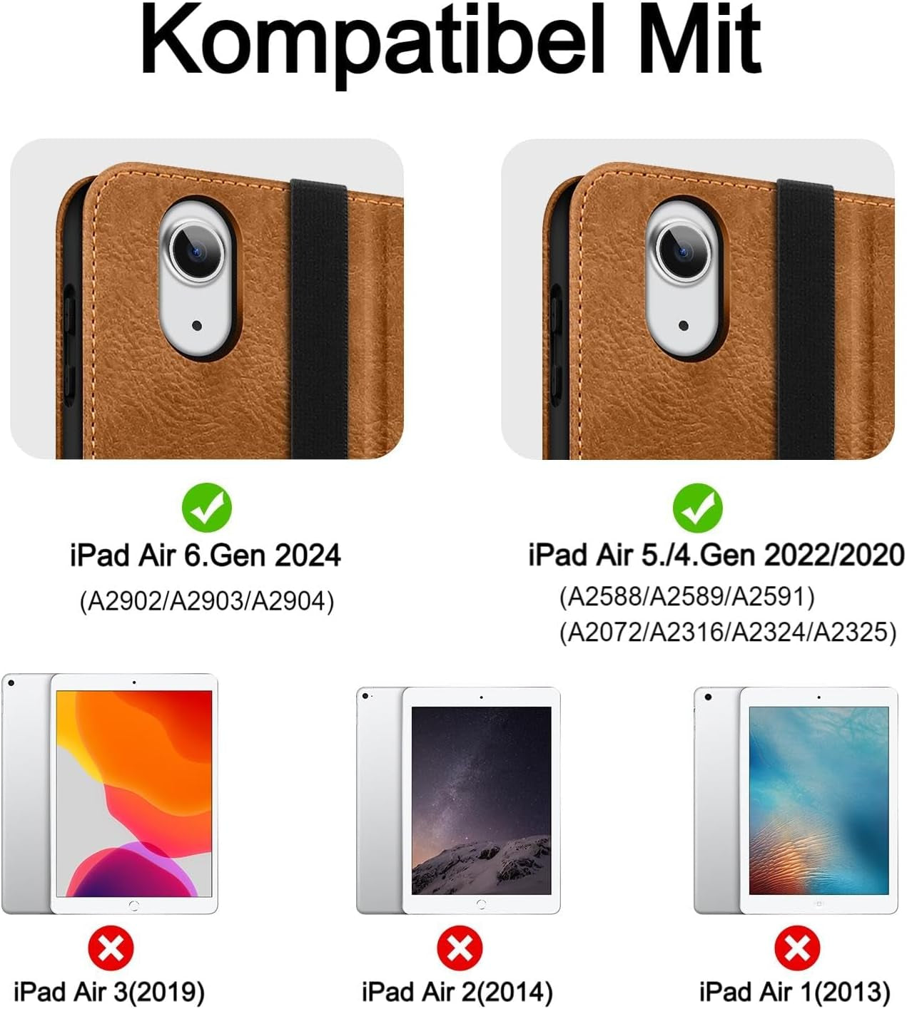 HOLIMET Cover per Ipad Air 6 11" M2 2024, Ipad Air 5./4. Generazione (2022/2020) 10.9 Pollici Cover Con Pencil Holder, Custodia Auto Sveglia/Sonno Smart Folio Case, Supporto Multi-Angolo - Marrone