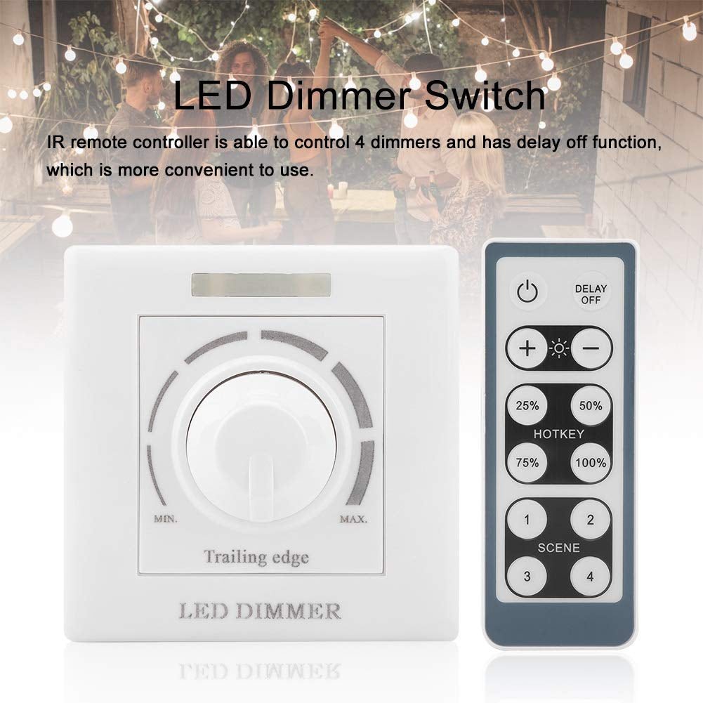 Interruttore Dimmer, Luce LED Luminosità Regolabile Interruttore Parete Con Telecomando IR 200W Interruttore Intelligente Dimmer 220V per Illuminazione Domestica