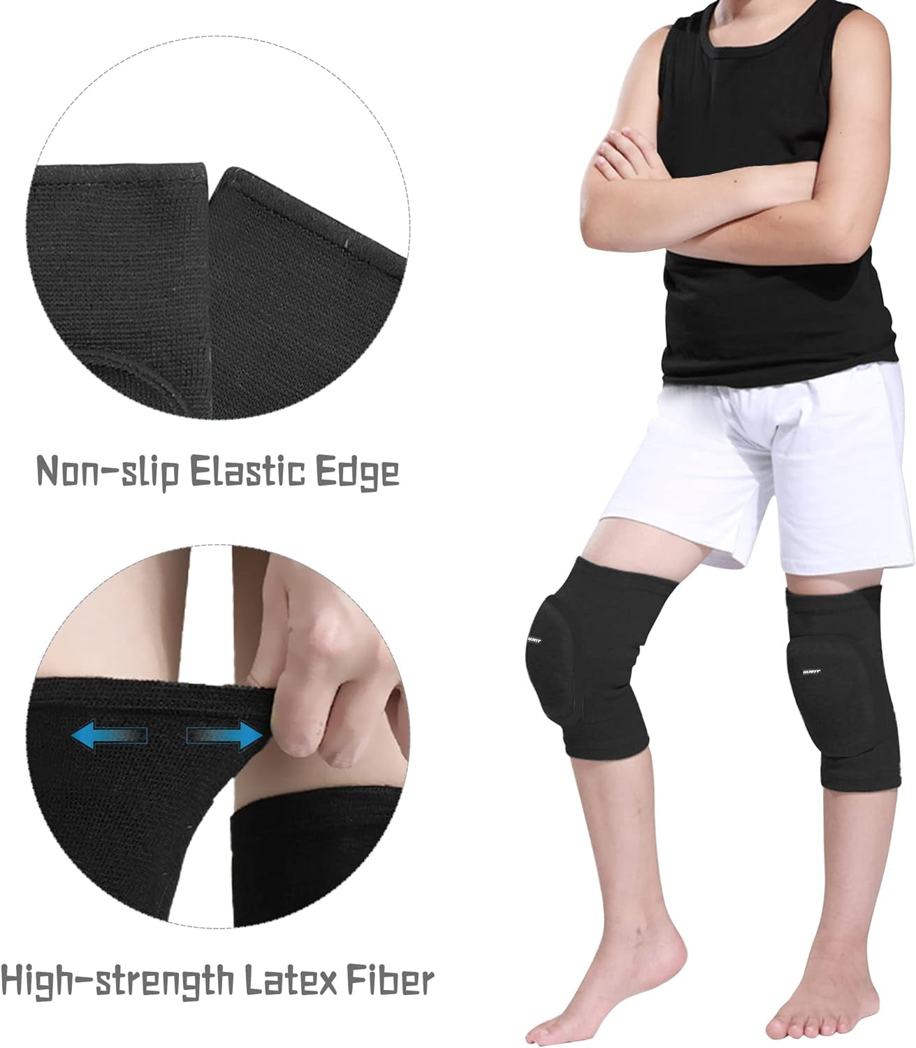 Ginocchiera Pallavolo Bambina,Ginocchiere Danza Ragazza,Morbido Protezione Del Ginocchio per Running Calcio Basket Bici Scooter Ginnastica Ritmica,Nero