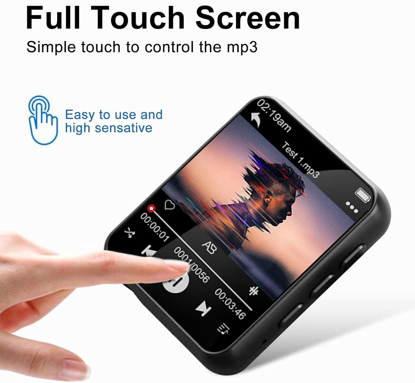 32GB Lettore MP3 Bluetooth 5.2, 2.4" Schermo Tattile Lettore Musicale Con Altoparlante HD Integrato, Radio FM, Registratore Vocale, Qualità Del Suono Hifi, E-Book, Auricolari Inclusi