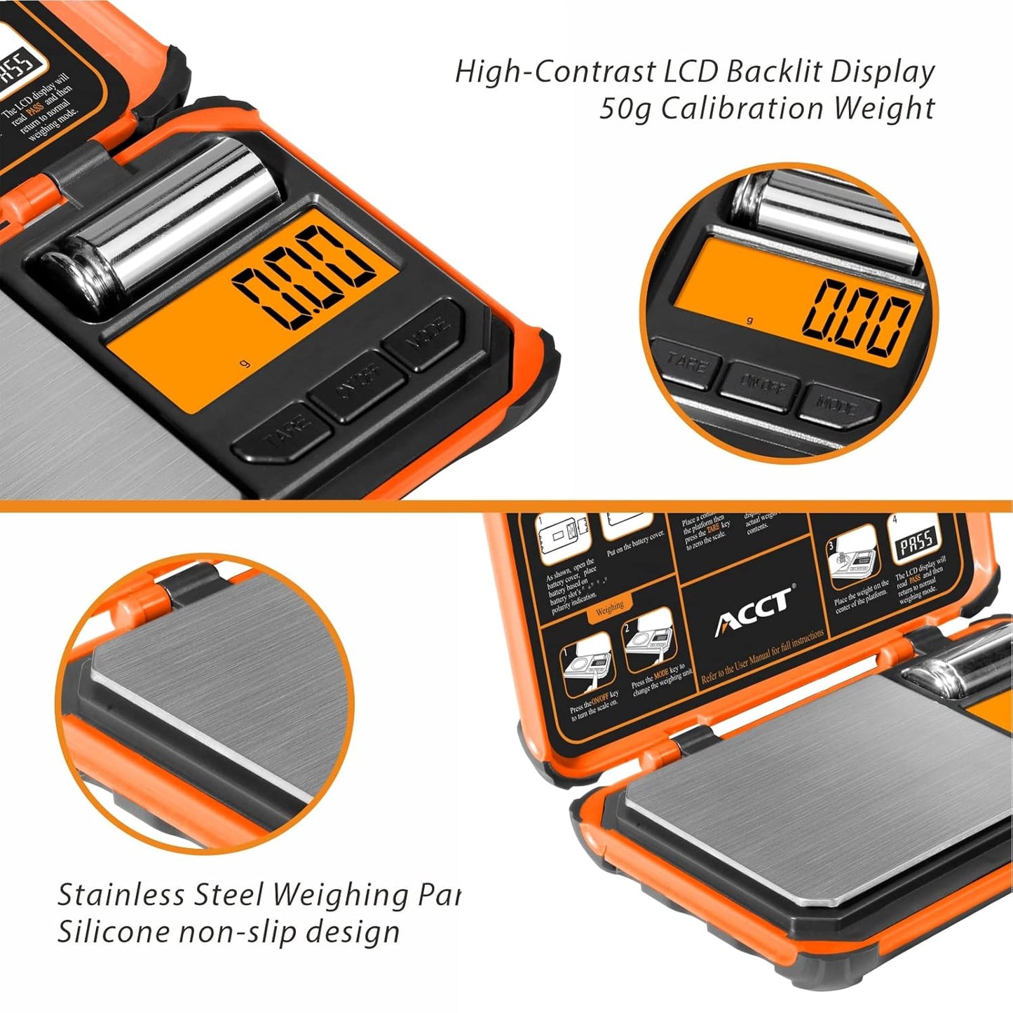 Bilancia Tascabile Di Precisione, 200 G X 0,01 G, Bilancia Digitale per Alimenti Con Display LCD, Conversione Con Un Clic Da 6 Unità, Mini Scala per Erbacce/Cucina/Monete (Batteria Inclusa)