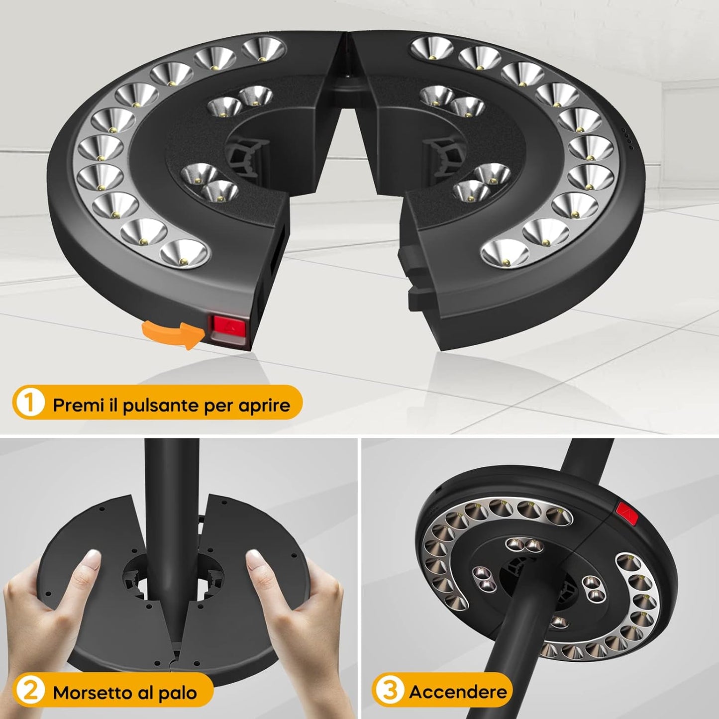 Luce per Ombrellone, Luci Ombrellone Esterno Lampada Da Giardino Con USB Ricaricabile 3 Modalità Di Illuminazione per Giardino Esterno Terrazzo Piscina