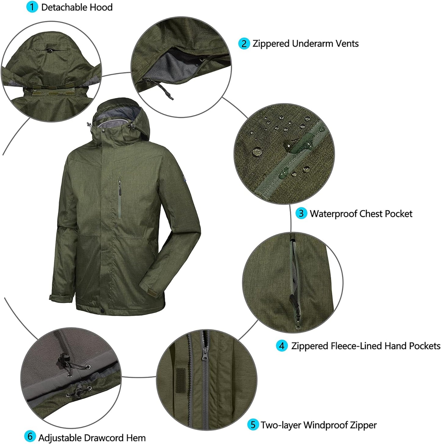 Giacca Da Sci Da Uomo 3 in 1, Impermeabile, per Neve, Pioggia, Invernale, Con Interno in Softshell Termico