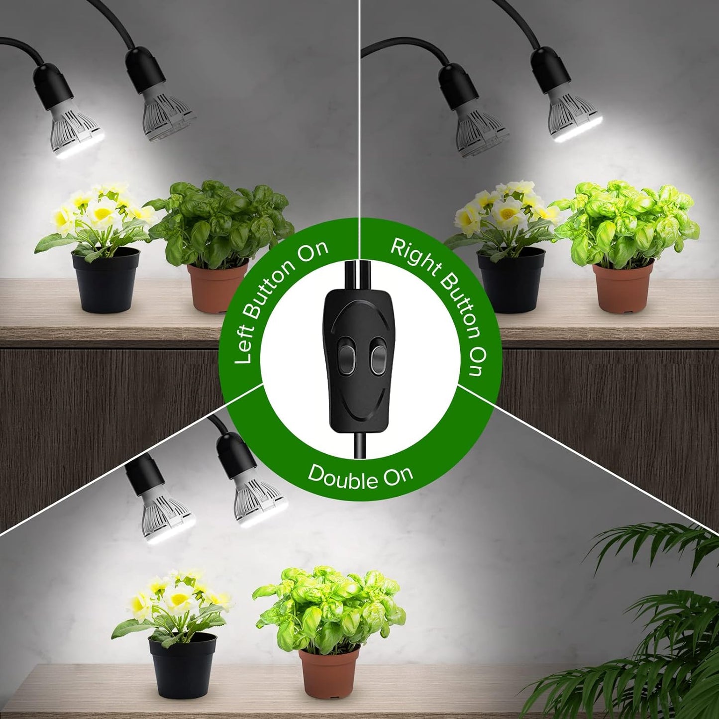 Doppia Testa Coltiva La Luce 20W Spettro Completo Intensivo 360° Clip a Collo Di Cigno per Pianta Da Interno Coltiva La Serra Da Giardino Con 2 Lampadine E27 per La Crescita Delle Piante
