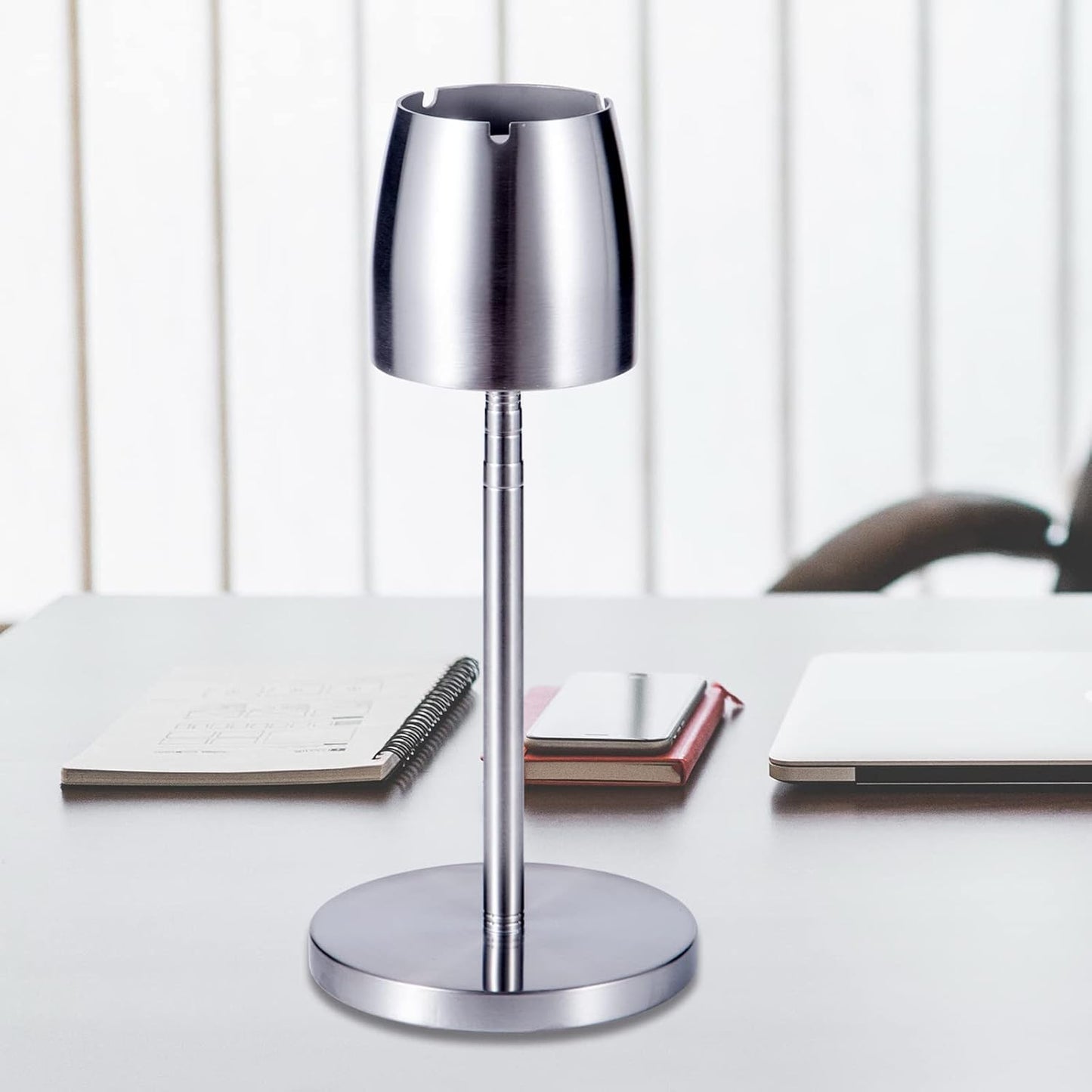 Posacenere in Acciaio Inox, Altezza Allungabile, 34 – 65 Cm, Grande Posacenere per Esterni, Posacenere Con Coperchio, Fondo Antiscivolo E Posacenere Antivento per Esterni E Interni