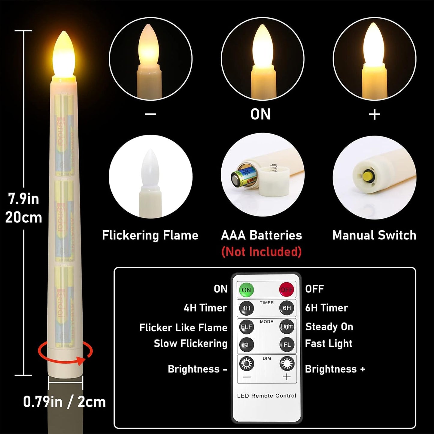 - Candele LED per Finestre, 6 Pezzi Candela Da Tavolo Senza Fiamma a Batteria Con Timer Remoto per Casa, Cena, Matrimonio, Vacanza, Decorazione - Bianco Caldo
