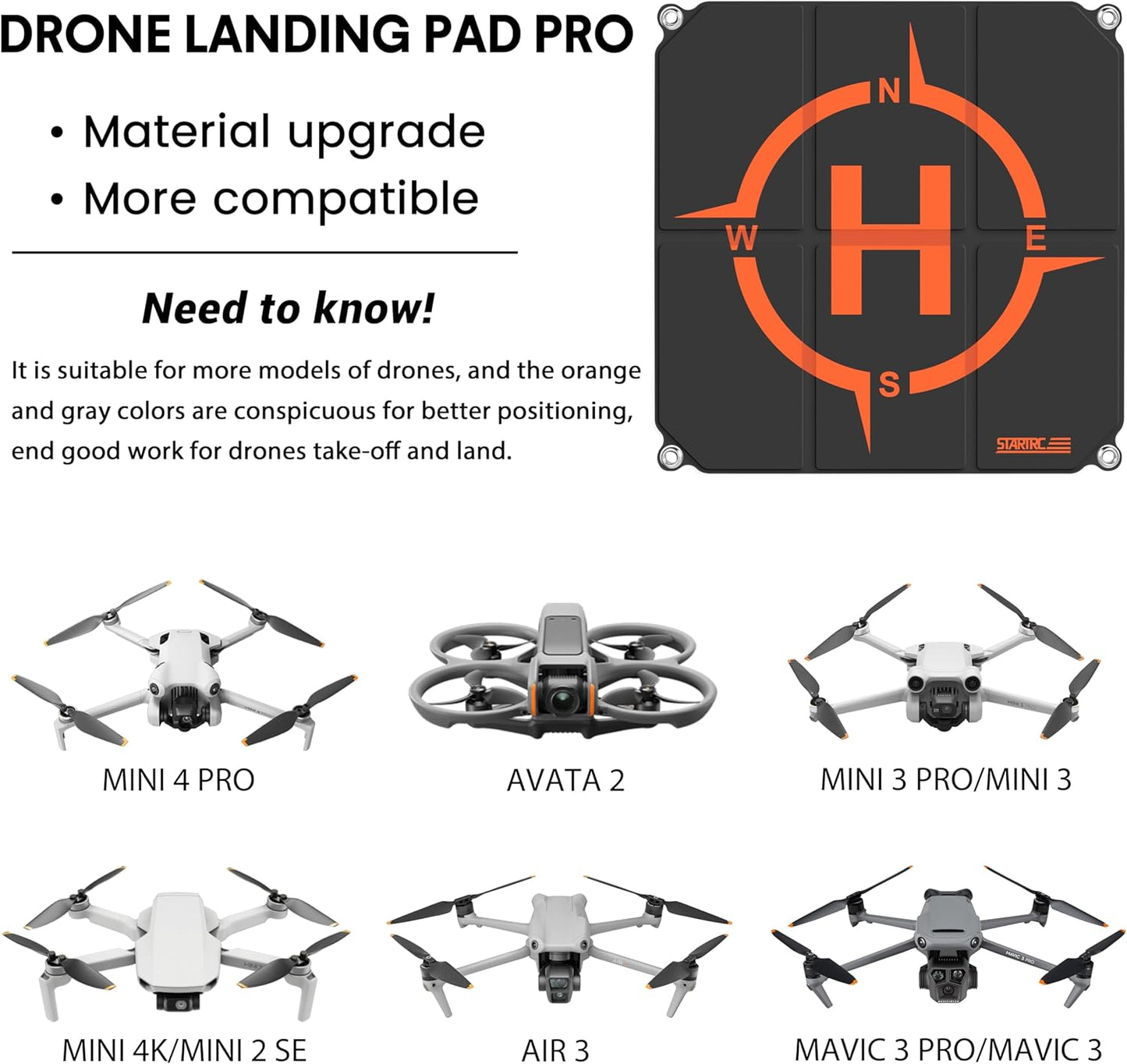 Drone Landing Pad,50Cm(19”) Portatile Universale Pieghevole Veloce Helipad Tappeto Di Atterraggio per DJI Air 2S / Mavic Mini 2 / Mavic Air 2 / Mavic 2 /FIMI X8SE /DJI FPV Drone