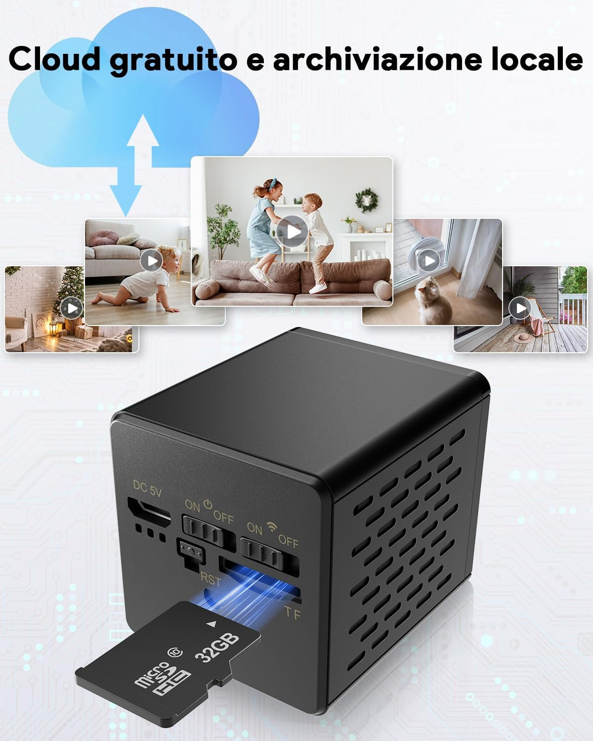 Telecamera Spia Wifi Interno, 4K HD Mini Nascosta Telecamera | Archiviazione Gratuita Su Cloud E Scheda SD | Rilevamento Di Movimento | Batteria Da 3000 Mah | Con Scheda Di Memoria Da 32GB