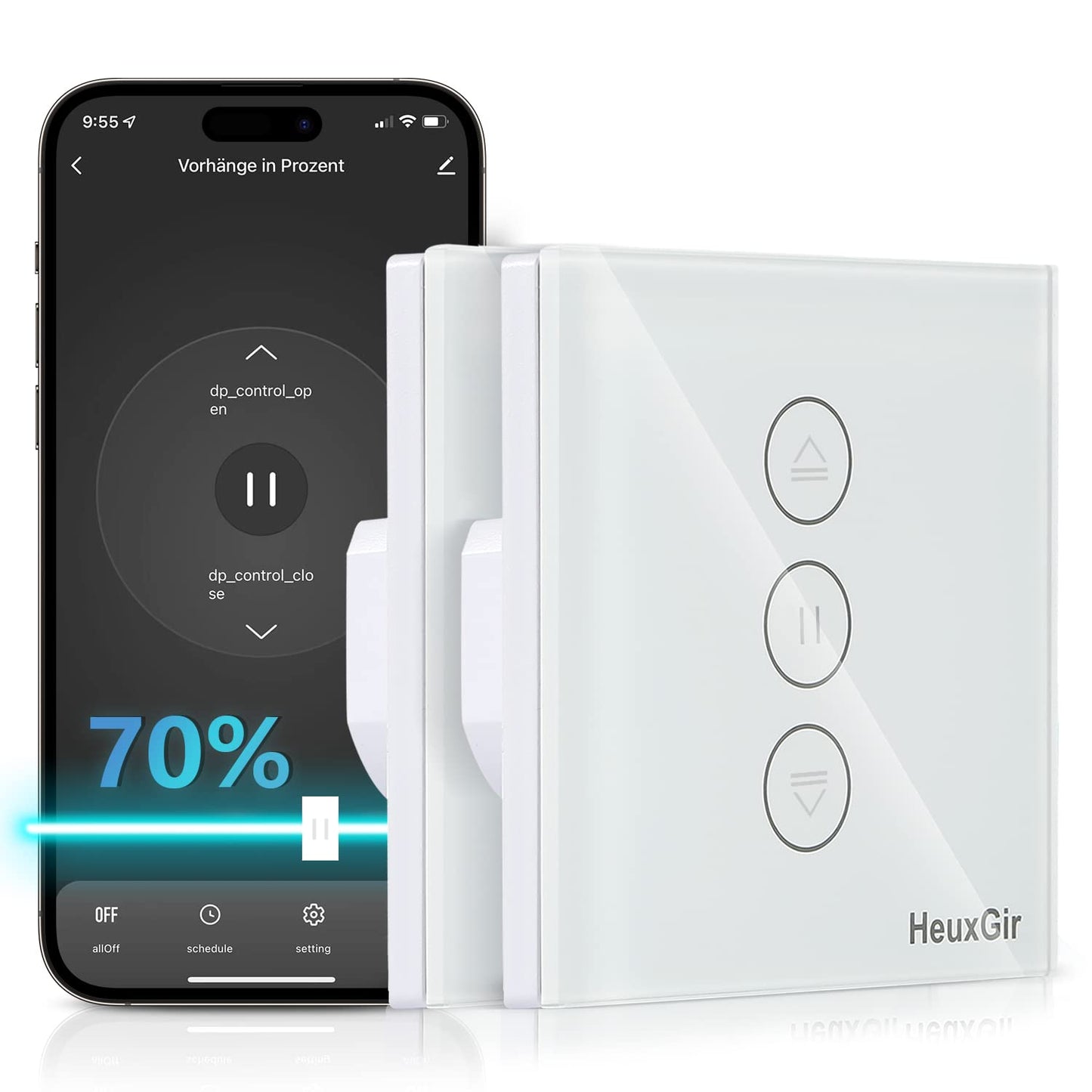 Interruttore per Tapparelle Wlan per Cento, Alexa WLAN, Interruttore per Tapparelle Con App Controllabile E Funzione Timer, Interruttore a LED Intelligente Compatibile Con Echo Alexa/Google