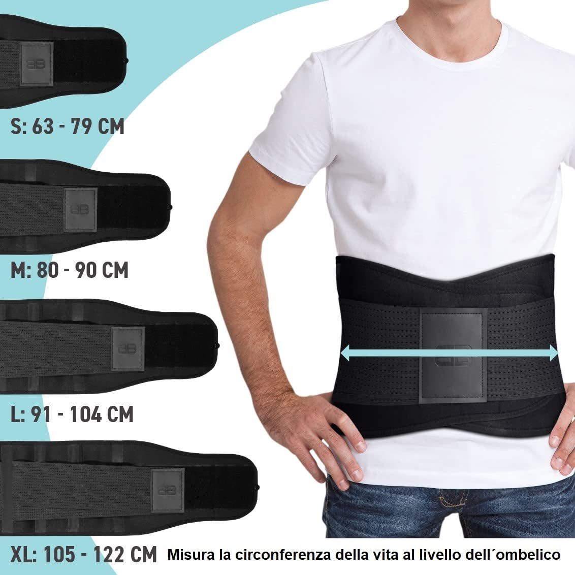 Fascia Lombare Supporto Schiena - Corsetto Lombare-Fascia Lombare Ortopedico - Fascia Schiena Lombare per Uomo E Donna-Varie Dimensioni