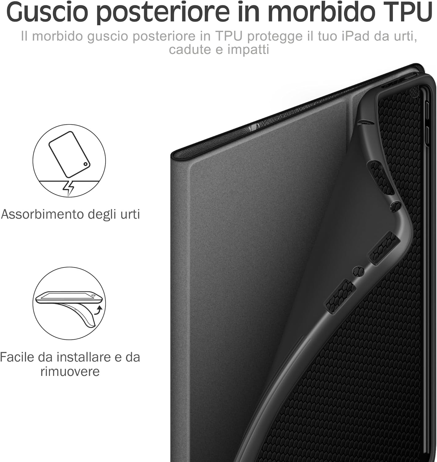 Custodia per Ipad Air 3 10.5" 2019 / Ipad Pro 10.5" 2017 Modello Con Portapenne, Funzione Auto Sleep/Wake & Supporto, in Pelle Vegana, Smart Cover Case per Ipad Da 10.5"