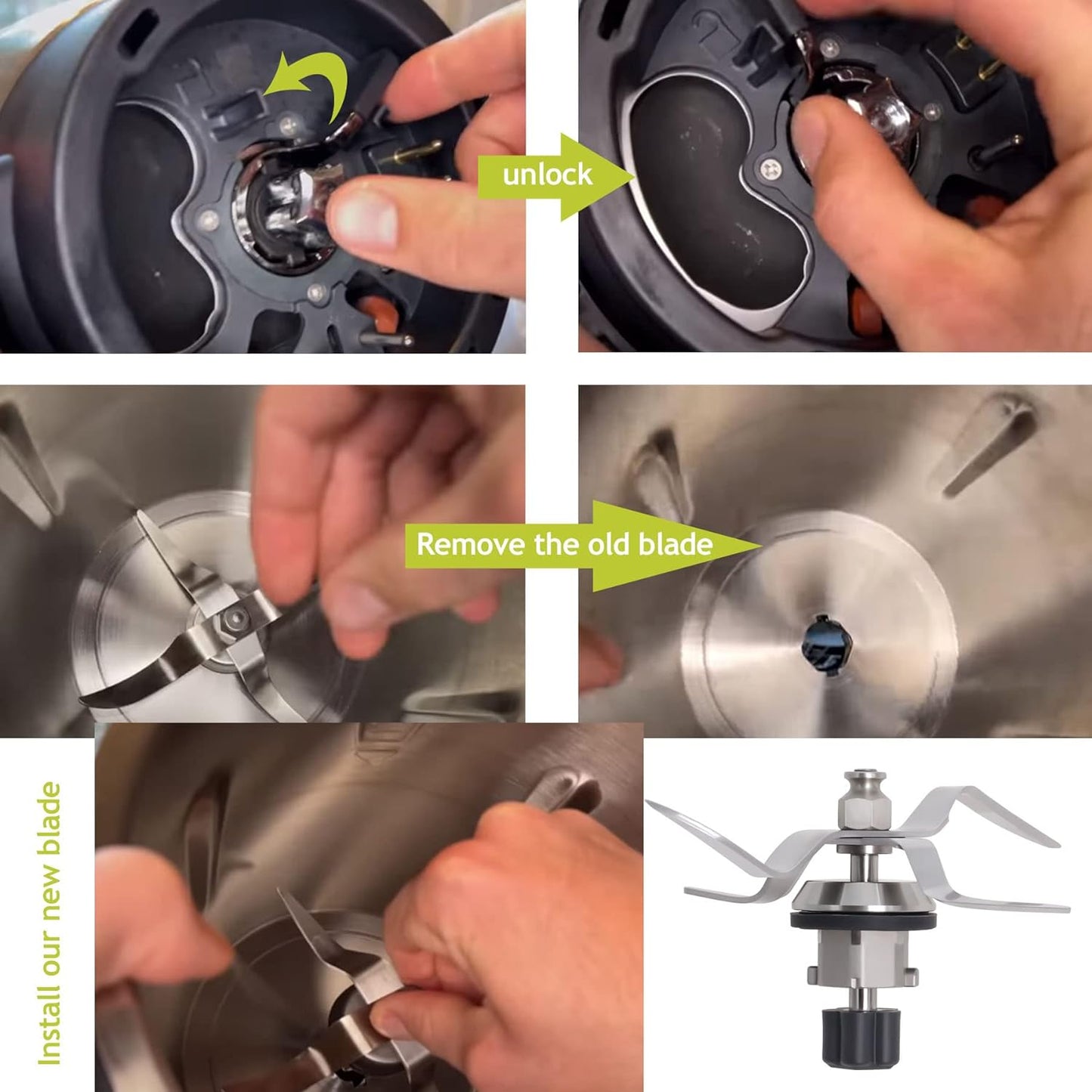 Lama Di Ricambio in Acciaio Inox Compatibile Con Silvercrest Monsieur Cuisine Connect Robot Da Cucina Con Guarnizione E Spazzola per Pulizia
