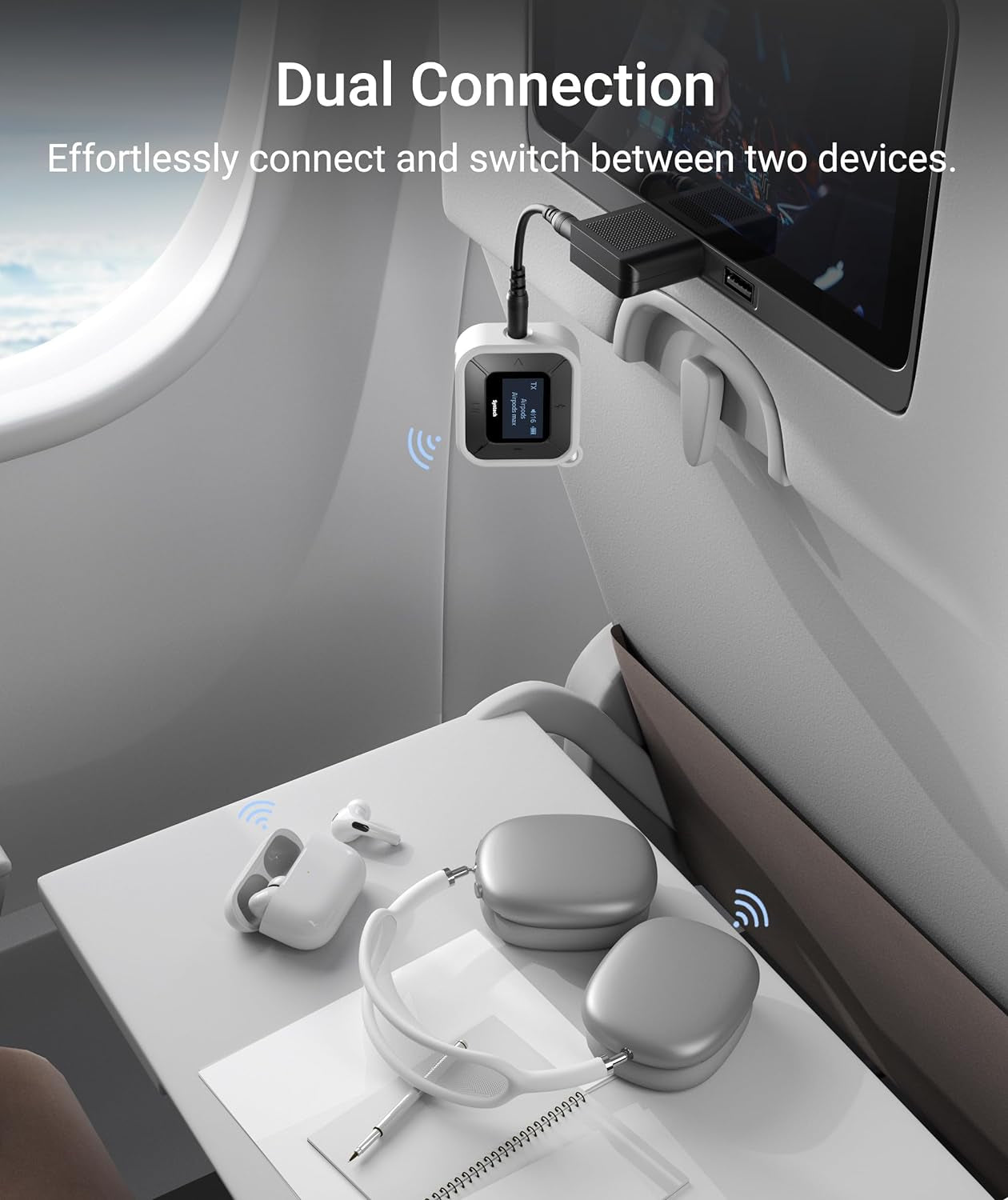 Aereo Bluetooth Trasmettitore Ricevitore Con Extra Dual 3.5Mm AUX Adattatore, LED Display a Bassa Latenza Dual Link Bluetooth 5.3 Auricolare Adattatore per Auto Airpods Cuffie Senza Fili