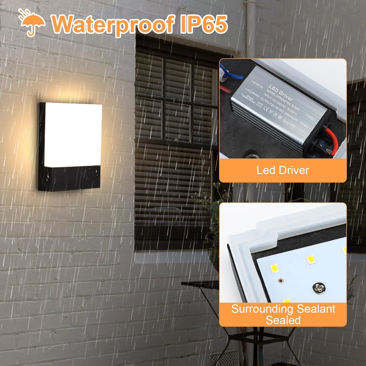 Dimmerabile Applique Da Parete Esterno Impermeabile IP65 Lampada Da Parete 18W Luce Da Muro LED Con 2.4G Telecomando APP Controllo 2700K-6500K Regolabile per Balcone, Giardino Veranda Via