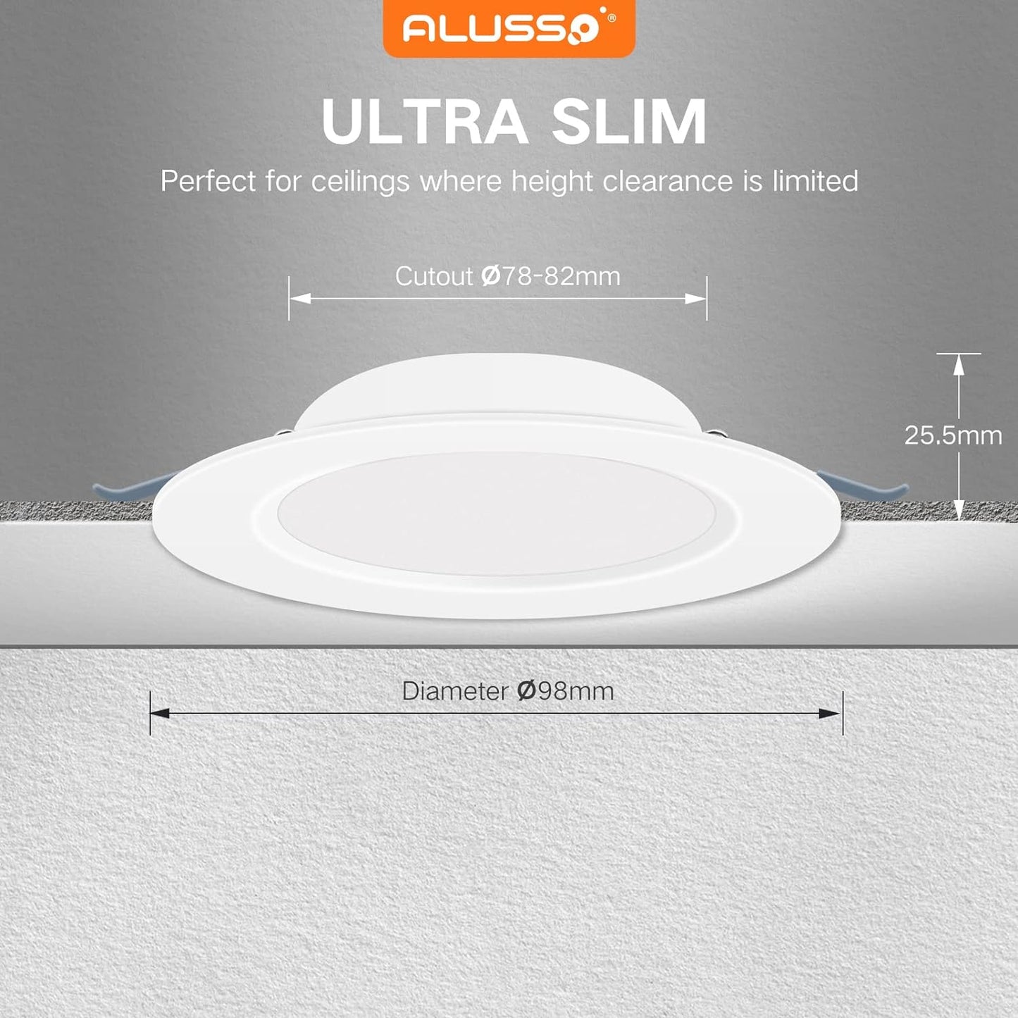 Faretti LED Da Incasso per Cartongesso, 4W 230V Bianco Freddo 6500K IP44 Ultrasottili 25Mm Rotondi Bianco Luci Da Incasso per Bagno Cucina, Diametro 98Mm, Diametro Foro 75-90Mm, Set Di 6