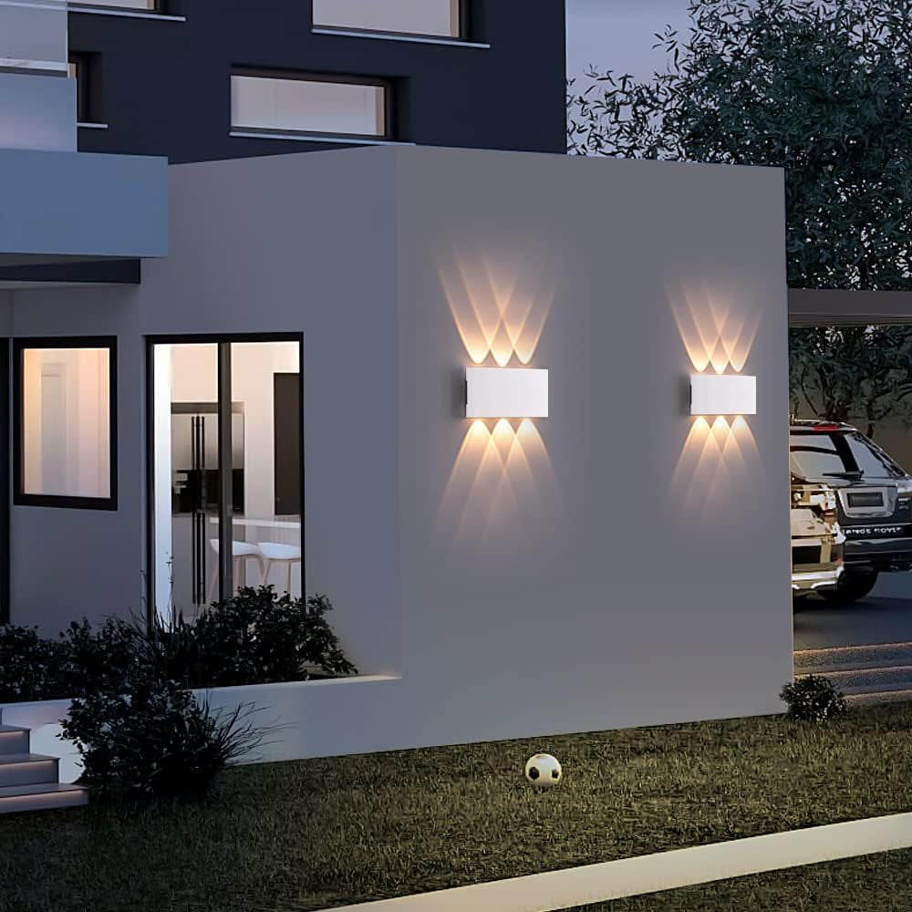 2 Pack Lampada Da Parete Esterno/Interno LED Applique Da Esterni 12W 1200LM up down Faretto Da Parete IP65 Impermeabile Moderno Lampade Muro Alluminio Bagliore Su E Giù (Bianco 4500K Luce Naturale)
