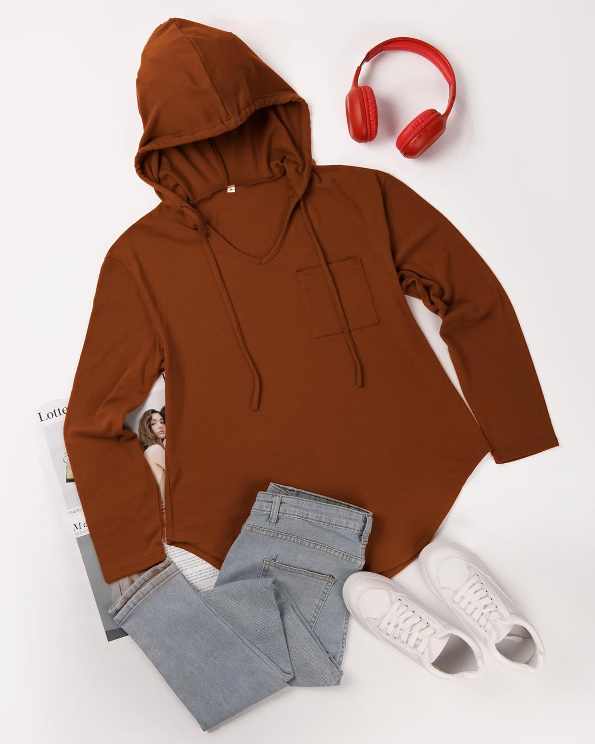 Felpa Con Cappuccio Da Donna, Leggera, Con Cappuccio, Con Tasche, per L'Autunno